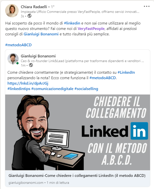 Gianluigi Bonanomi-Come chiedere i collegamenti LinkedIn (il metodo ABCD)